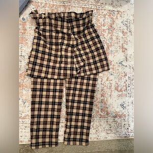 Shein brown/tan patterned dress pants paperback waist stretch